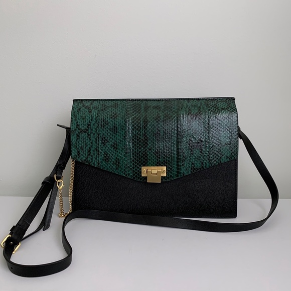 Reiss Snake Skin Leather Crossbody Bag - Picture 2 of 7